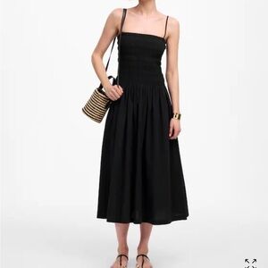 MADEWELL Peony Smocked Maxi Dress in Black Size XXS
